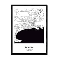 Nacnic Affiche Carte Belfast Royaume-Uni - Villes Mers Rivières Format A4 Noir