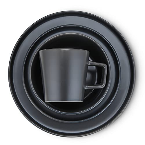 Stone Lain Coupe Stoneware Dinnerware Set, Service For 4, Gray Matte #TOP7