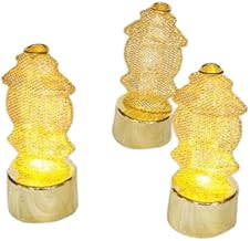 Ramadan Elegance Set of Three Magical Lighted Lanterns Battery Operated Safe and Continuous Spiritual Lighting Perfect for Creating Eid Mubarak Atmosphere for Iftar Table Decoration (H)