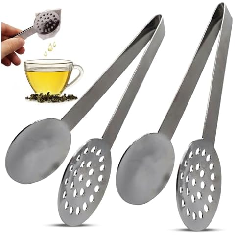 2 Pack Tea Bag Squeezer Stainless Steel Tea Bag Squeezer Tongs Strainer Gripper Picker Cover