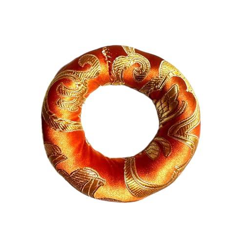 Dharma Guru Cushion Pillow for Tibetan Singing Bowl (Orange, 9 Inch)