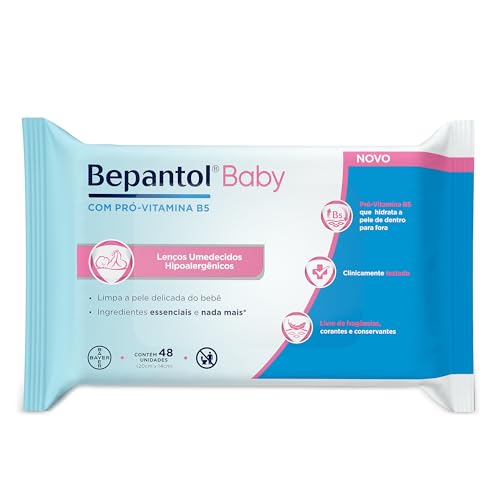 Bepantol Baby Lenço Umedecido, 48 Unidades, Fórmula Hidratante e Hipoalergênica