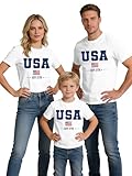 Qskall Family Matching USA Shirts Boys Girls American Flag T-Shirt Womens Mens 4th of July