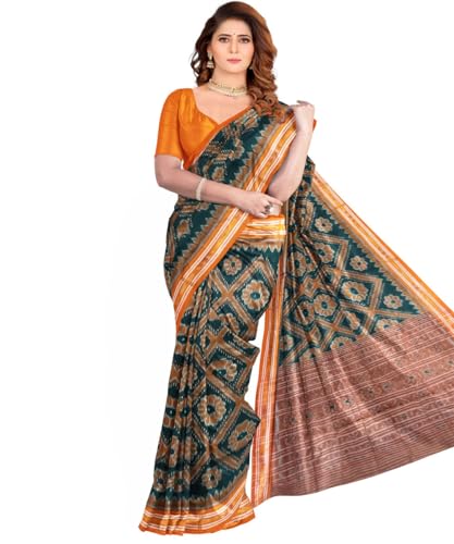 Image of Nuapatna Cotton Saree of Odisha Ikkat Orissa Traditional Handloom Sari | Bomkai | Pata | Nuapatana | sambalpuri saree | khandua patta sare | without Blouse S8