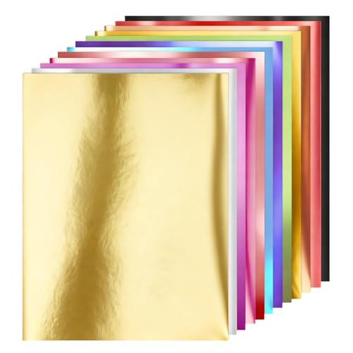 60 Sheets Metallic Foil Paper 8.5 x 11 Foil Mirror Paper 15 Colors 120gsm/32lb for Crafting Invitations Decorations Scrapbook Supplies (Metallic 8.5 x 11)