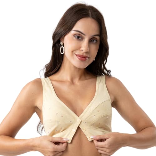 Image of Womens Daisy Bra Front Closure Sports Bras Beauty Back Full Coverage Comfor Easy Close Bra Front Buckle Corset Beige