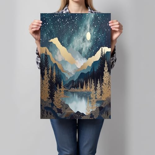 Wall art prints decor de montañas y cielo estrellado 70x100 2
