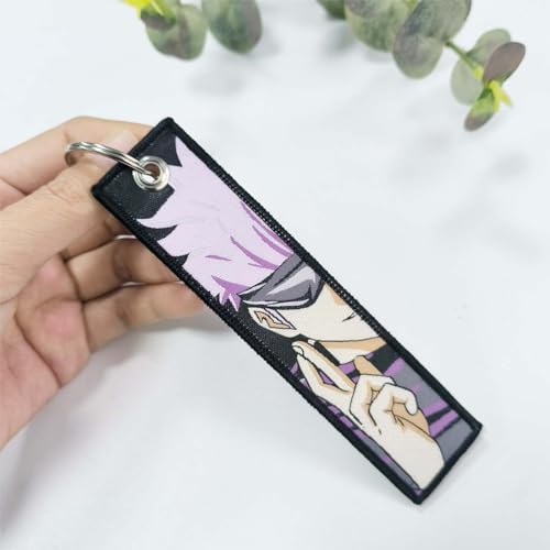Image of Gearcatweel 1 Pack Anime Keychain Tag Jet Tag Key Chain Cartoon Embroidered with Key Ring for Motorcycles Car Accessories