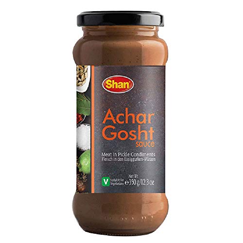 Shan Achar Gosht Cooking Sauce 12.3oz (350g) - Simmer Sauce for Meat in Pickle Condiment - Easy to Cook Delicious Meal at Home - Suitable for Vegetarians