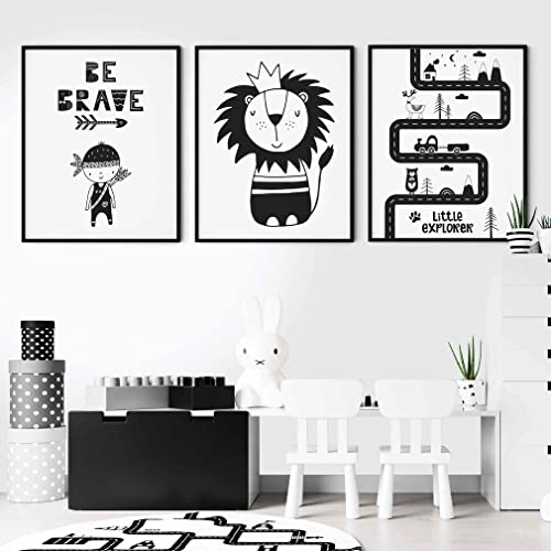 Image of Artze Wall Art Little Explorer Black and White Scandinavian Nursery Poster, 21 cm Width x 30 cm Height