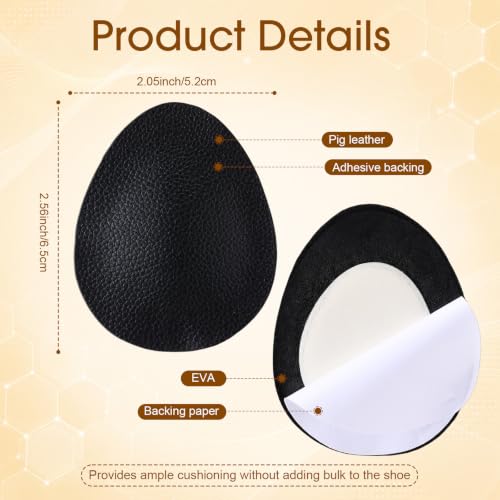 Image of Syhood 20 Pcs Metatarsal Pads for Women,Oval Style,Black,Leather