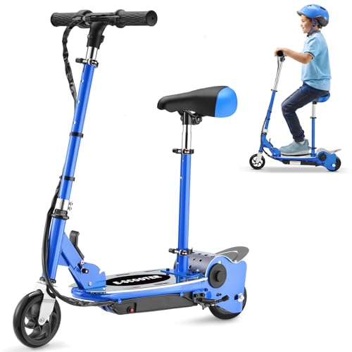Electric Scooter with Seat, Adjustable Height for Kids Ages 6-12, up to 10mph...