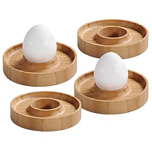 KESPER | Eierdopjes, set van 4, materiaal: bamboe, afmetingen: Ø 10 cm, hoogte: 2 cm, kleur: bruin | 58165