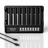 XTAR MX8電池充電器 単三・単四 1.5Vリチウムとニッケル水素電池 3.6V/3.7V 10400 14500 16340 18500 18650 21700に対応 【8本同時混合充電が可能】【0V活性化機能】