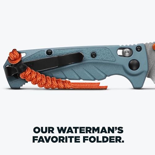 Benchmade - Mini Adira Outdoor, Water, Fishing Knife, Drop-Point Serrated Blade with Depth Blue Grivory Handle (18065S) - Image 4
