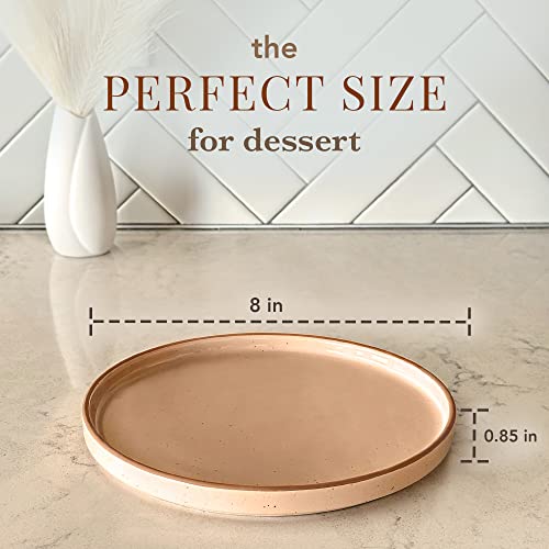 MORA Ceramic Flat Plates Set of 6-8 in - The Dessert, Salad, Appetizer, Small Lunch, etc Plate. Microwave, Oven, and Dishwasher Safe, Scratch Resistant. Kitchen Porcelain Dish - Chai - Thumbnail 2