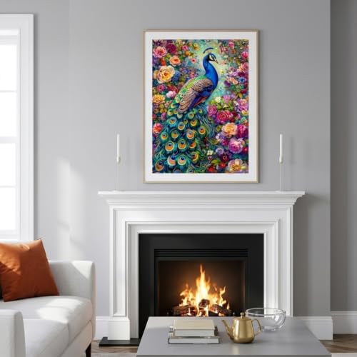Image of HASTHIP Peacock 5D Diamond Painting Kit Full Drill Art Decor
