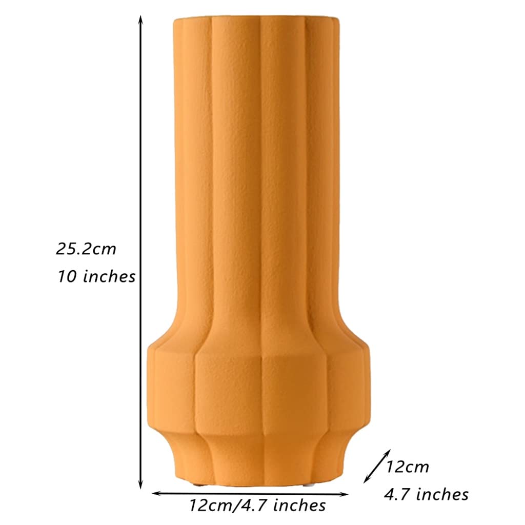 Vaso a bocca larga Contenitore creativo for fiori a strisce for...(Yellow)