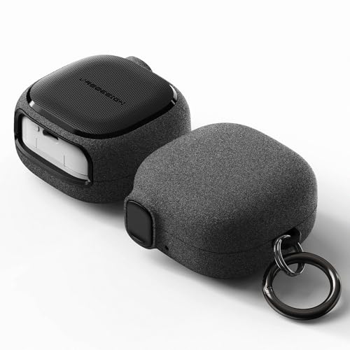 VRS DESIGN Modern Lock for Samsung Galaxy Buds 4 Pro/Buds 4 Case (2026), [Secure Safety Lock Clip] Shockproof Hard Shell Protective Cover with Carabiner (Sand Stone)