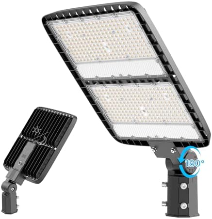 LED Parking Lot Light, 300W LED Pole Light with Dusk to Dawn Photocell, 40000LM 5000K Daylight Adjustable Slip Fitter Mount, IP65 Waterproof, Outdoor LED Lighting for Parking Lot, 1 Pack