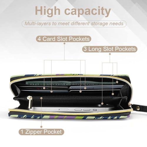 Houndstooth Pattern Wallets for Woman Travel Business Shopping Money Clips Handbag Purse Zipper Pocket Wallet Strap Purse4