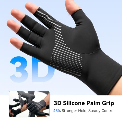 SOLOEVER Fingerless Compression Arthritis Gloves w/ Non-Slip Grip (XS-2XL) - image 6