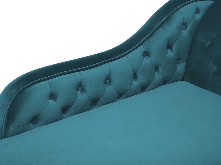 Image of Velvet Modern Chesterfield Chaise Lounge Couch 166 X 63 X 76 for Your Loving Space (Teal, Right Arm)