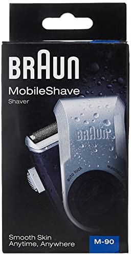 Braun Mobileshave M-90 Travel Shaver Silver (Precision Trimmer, Smart Foil, Wide Floating Foil, Washable) #TOP3