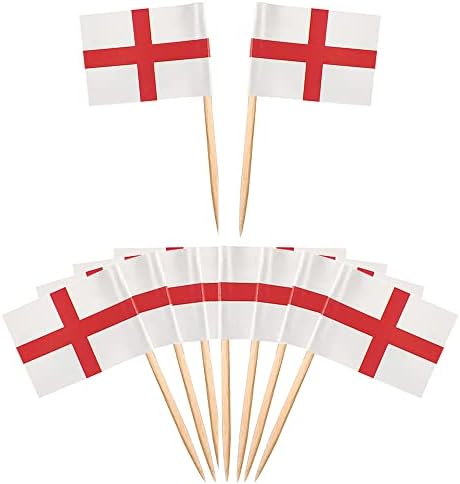 100 Pcs World Cup 2022 England Toothpick Flags Sandwich Flags Cake Cupcake Toppers, England Cocktail Stick Flag for Tableware Party Supplies Pub BBQ Royal Event Decor