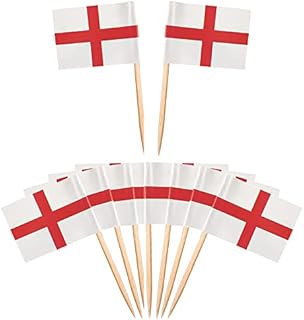 100 Pcs World Cup 2022 England Toothpick Flags Sandwich Flags Cake Cupcake Toppers, England Cocktail Stick Flag for Tableware Party Supplies Pub BBQ Royal Event Decor