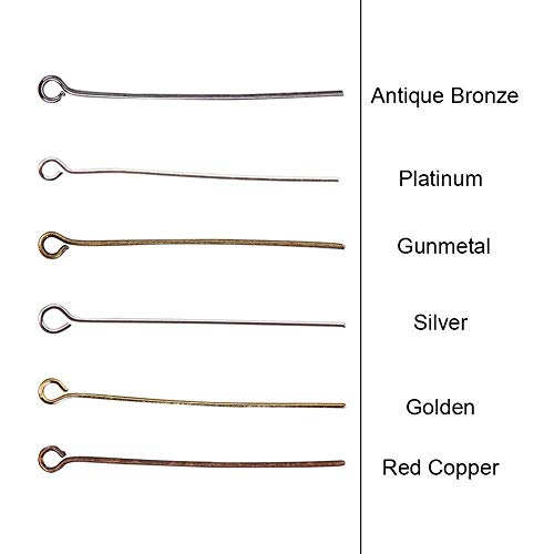 Ph Pandahall 600Pcs Brass Eye Pins, 6 Colors 1.3 Inch Head Pins Findings 21 Gauge Open Eye Pin For Earring Necklace Pendant Beading Jewelry Diy Craft Making #TOP3