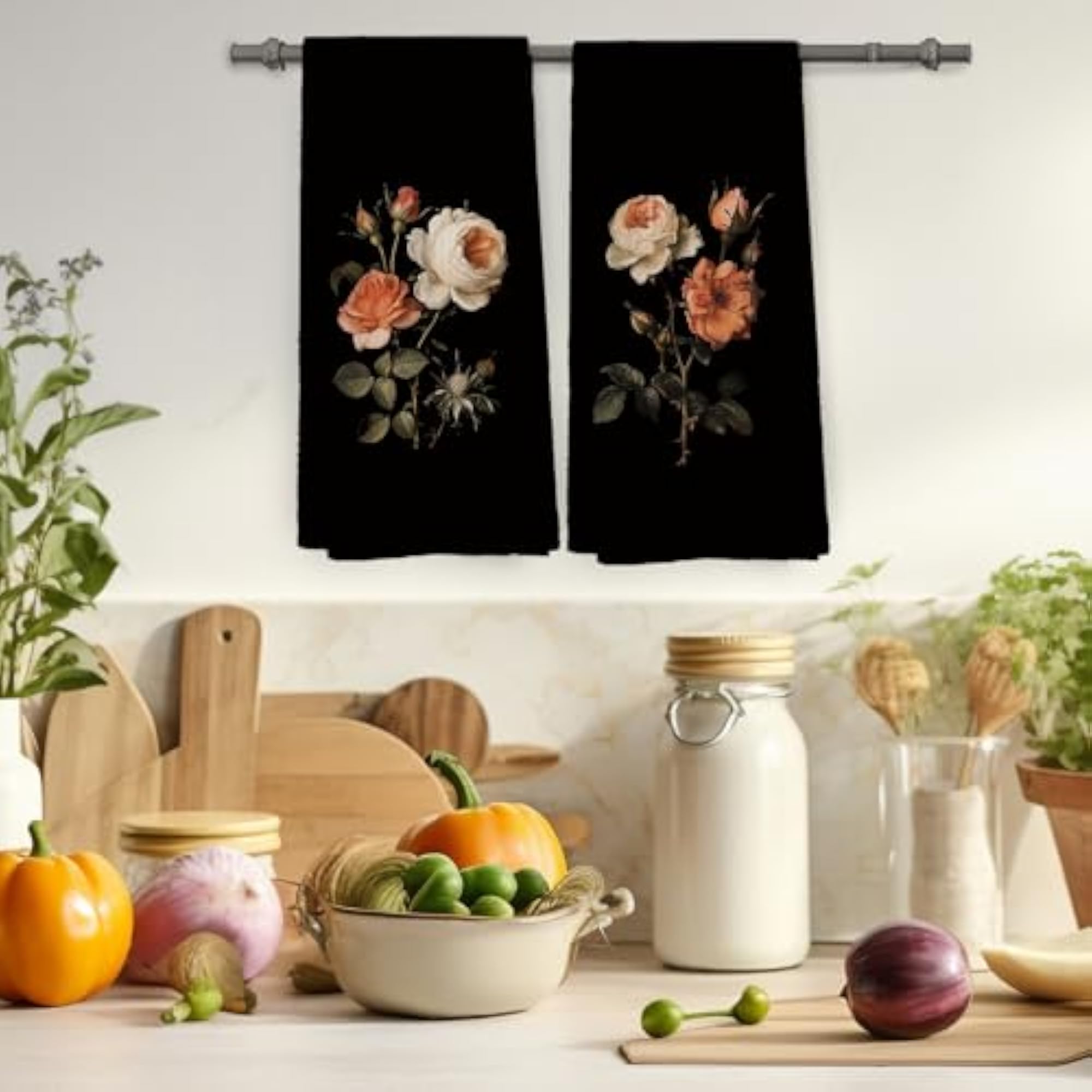 Spring Retro Floral Kitchen Towels Set of 2