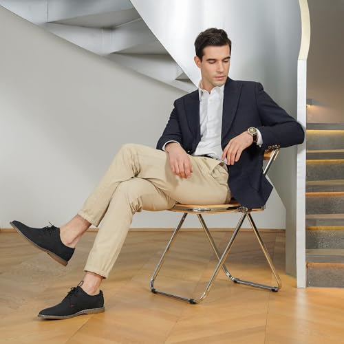 Jousen Men's Oxford Suede Business Casual Dress Shoes Plain Toe Oxfords Classic Formal Derby Shoes (AMY615 Black 10.5) - Image 2