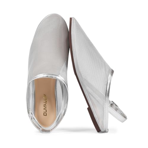 Dumalum Silver Mesh Ballet Flats for Women Mary Jane Animal Print Shoes Casual Ballerina Flats Fall 2026 — view 5