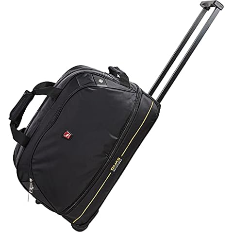 OIWAS Travel Weekend Bag for Men and Women Small Holdall with Wheels Overnight Bag Duffle Expandable Wheeled Sport Bag 45L to 55L Black Cover
