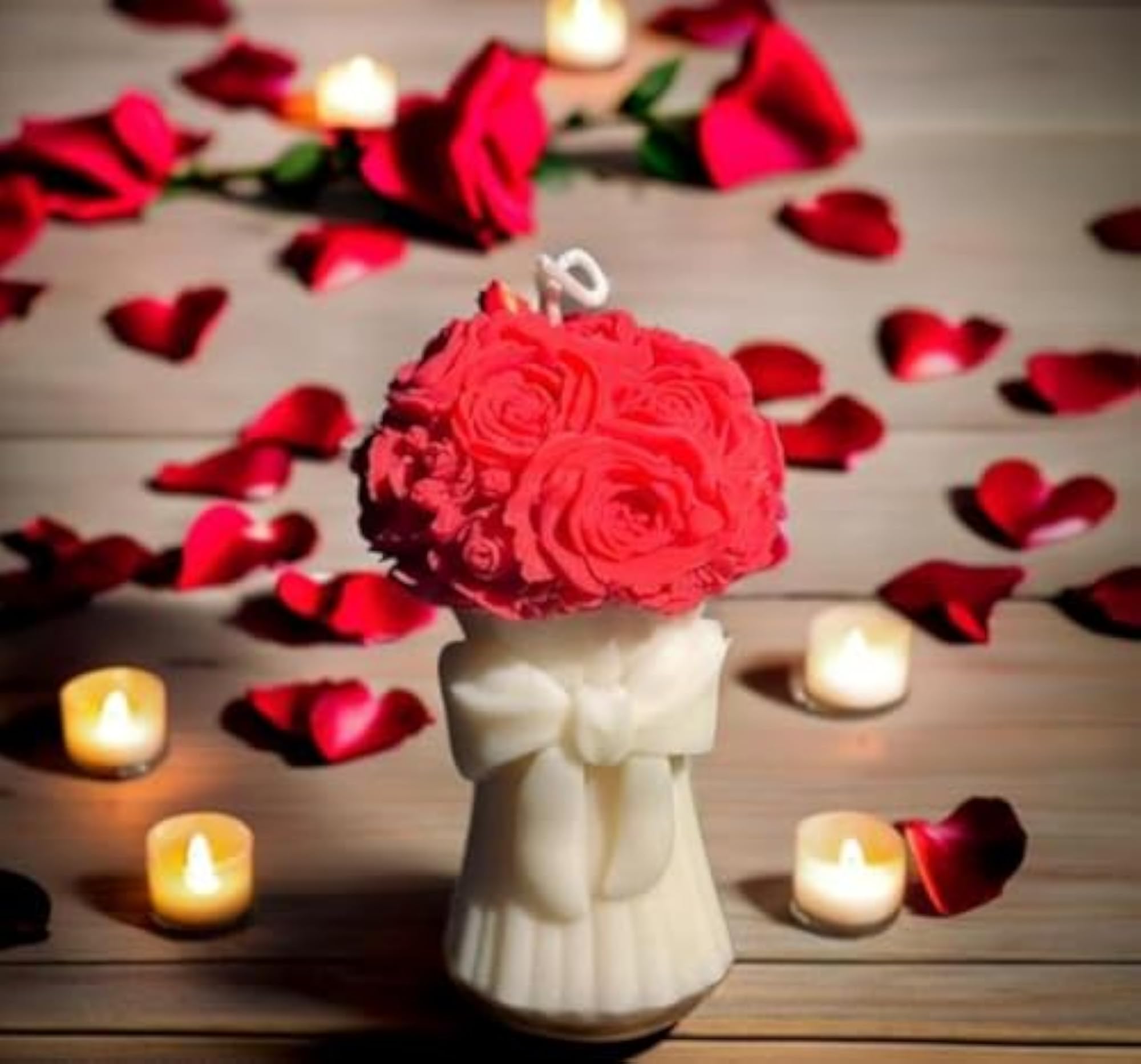 Candle Glow Handmade Rose Bouquet Candle, Decorative Gift