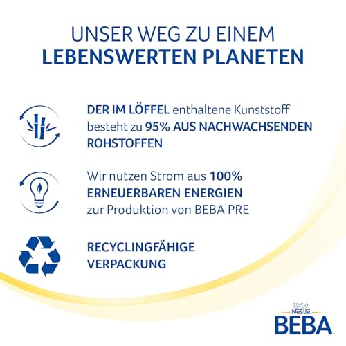 BEBA PRE Anfangsmilch von Geburt an, Babynahrung , nur Laktose, ohne Palmöl, 6er Pack (6 x 500g)