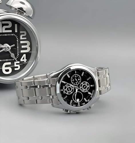 AMERICANVIBER Men's Silver and Black Two-Tone Watch - Image 5
