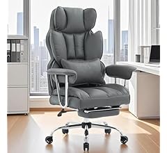 Deal Alert: Efomao Big and Tall Office Chair 400lbs – PU Leather Executive Office Chair with Lumbar Support & Leg Rest, Heavy-Duty Computer Chair for Home Office, Dark Grey - 10% Off!