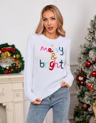 Image of Womens American Flag Sweater Crew Neck Casual Pullover Sweater