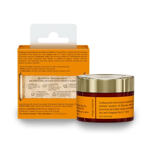 Image of Himalaya Ayurveda Secrets Ghee Lip Butter 10gm | Paraben & Sulphate Free Lip butter, Ayurvedic | With pure cow ghee, Madhu (honey)