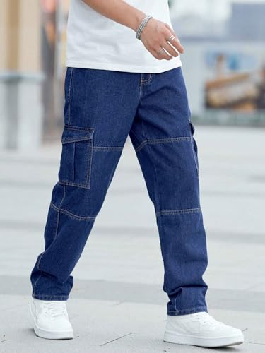 Image of Men Loose Fit Men's Flip Pocket Cargo || Mens Stylish Cotton Loose Fit Denim Jeans || Multi-Pocket Styling || Perfect for Casual Fashion || Comfortable Classic Men's Outerwear (MDJ-3)