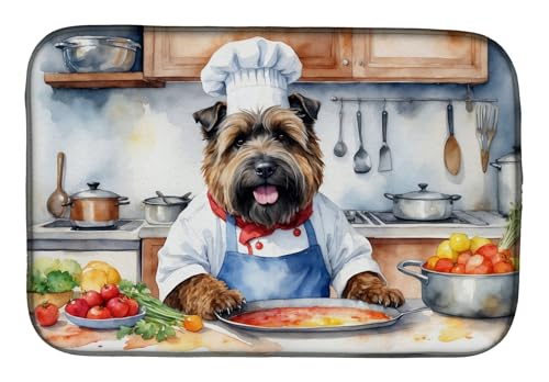 Caroline's Treasures DAC6218DDM Bouvier des Flandres The Chef Dish Drying Mat Absorbent Dish Drying Mat Pad for Kitchen Counter Dish Drainer Mat for Countertop, 14 x 21", Multicolor