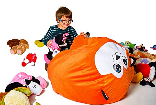 Roomganize Extra Large Animal Bean Bag Chair Cover And Soft Toy And Linen Storage Organizer For Room Decor (Fox) #TOP1
