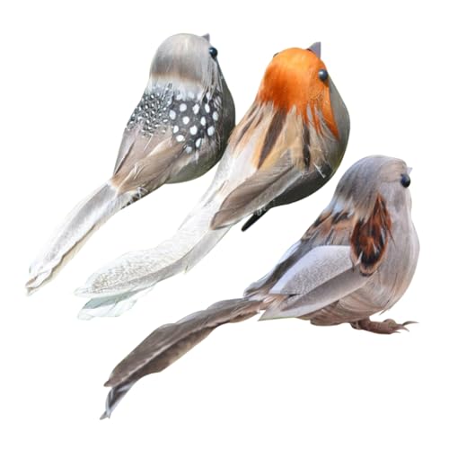 Uccelli finti artificiali con clip ornamento uccello simulato uccelli artigianato albero decorazioni per la casa allaperto confezione da 3 puntelli decorativi per