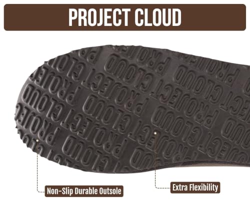 Image of Project Cloud Men's 100% Genuine Leather Shearling Memory Foam Slippers | Genuine Shearling Lining and Lightweight Non-Slip Indoor & Outdoor Wear Slippers for Men - Water-Resistant Mens Slippers