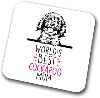 Cockapoo World's Best Mum Coaster Dog Mum Cockapoo Mum Friend Funny Gift for Birthday Christmas, Cockapoo Coaster