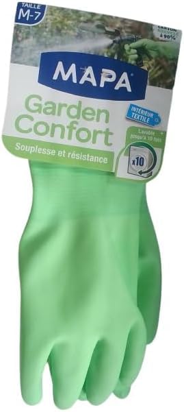 MAPA - Garden Confort - Gant de Jardinage en Latex naturel - Intérieur Bambou et Coton - Doux et absorbant - 1 paire - Taille M (Lot de 5)