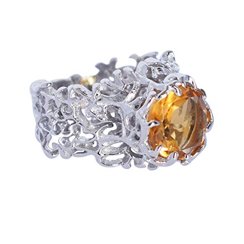 Bague solitaire en citrine naturelle et argent sterling 925 haut de gamme