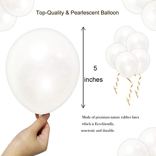Elecrainbow 5 Inch 100 Pieces Quality Latex Mini Small White Balloons,White Party Supplies For Birthday Wedding Baby Shower Graduation Anniversary Memorial Day #TOP2